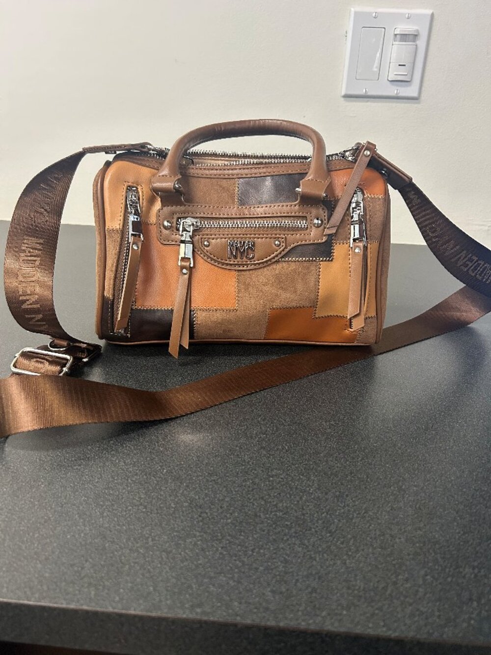 Steve Madden NYC Brown/Tan Satchel Crossbody Bag